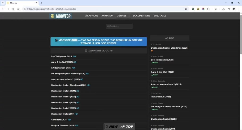 Moovtop site de streaming 2025