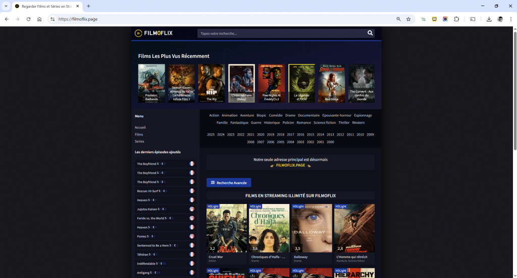 La nouvelle adresse de Filmoflix tourne à plein régime depuis janvier 2026