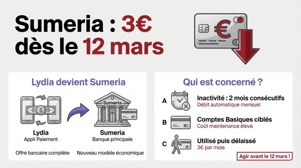 Frais mensuels de 3 euros chez Sumeria dès le 12 mars