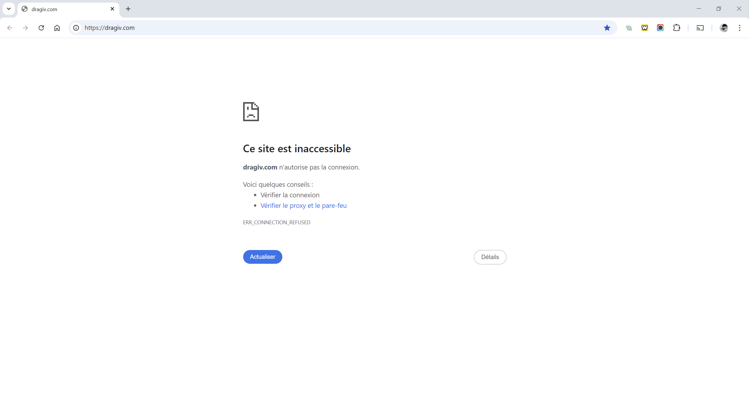 Vous avez cette page en tentant d'accéder à dragiv.com ?