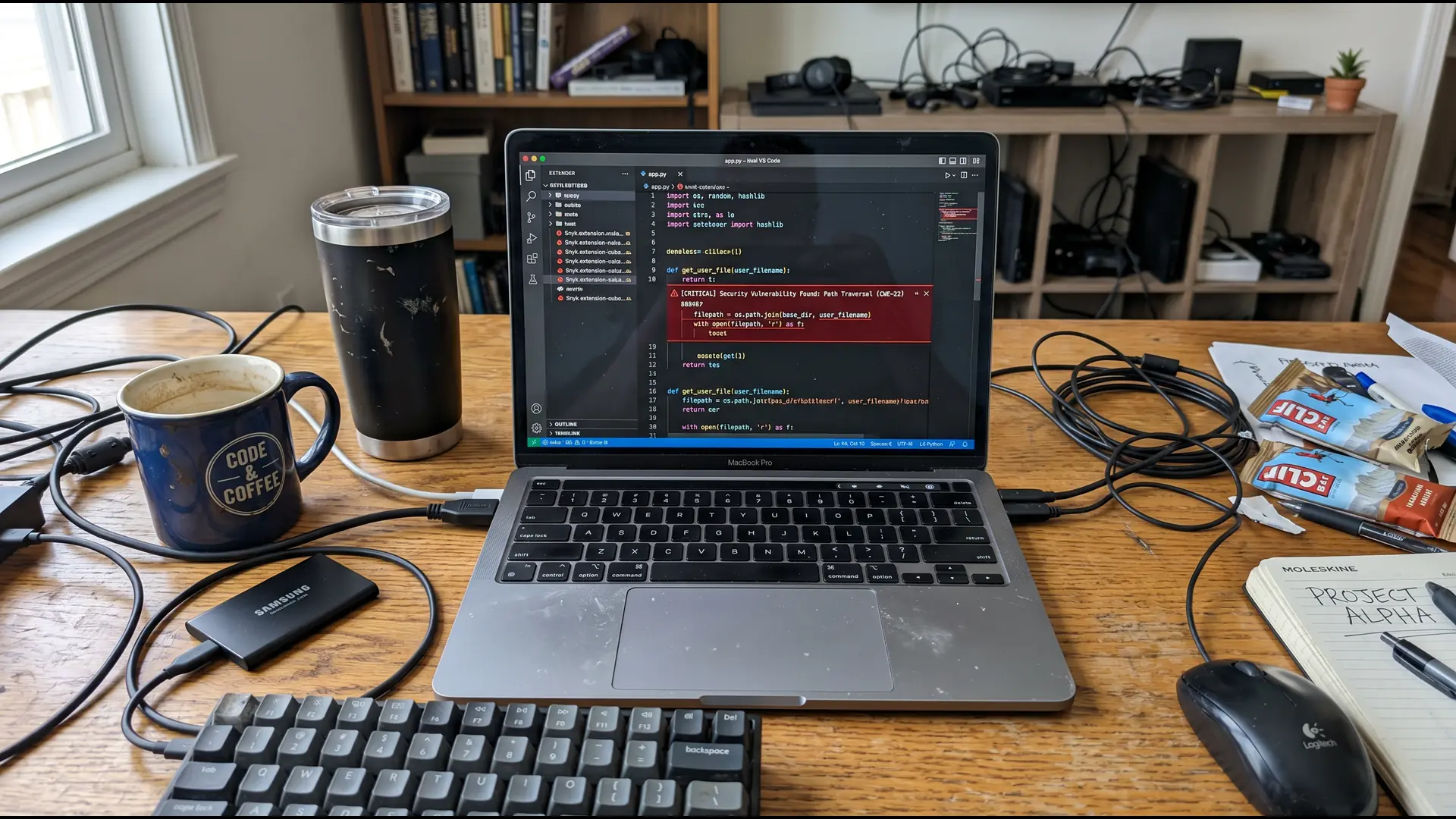 Développeur devant un laptop montrant des alertes de sécurité IA, illustration de Project Glasswing d'Anthropic