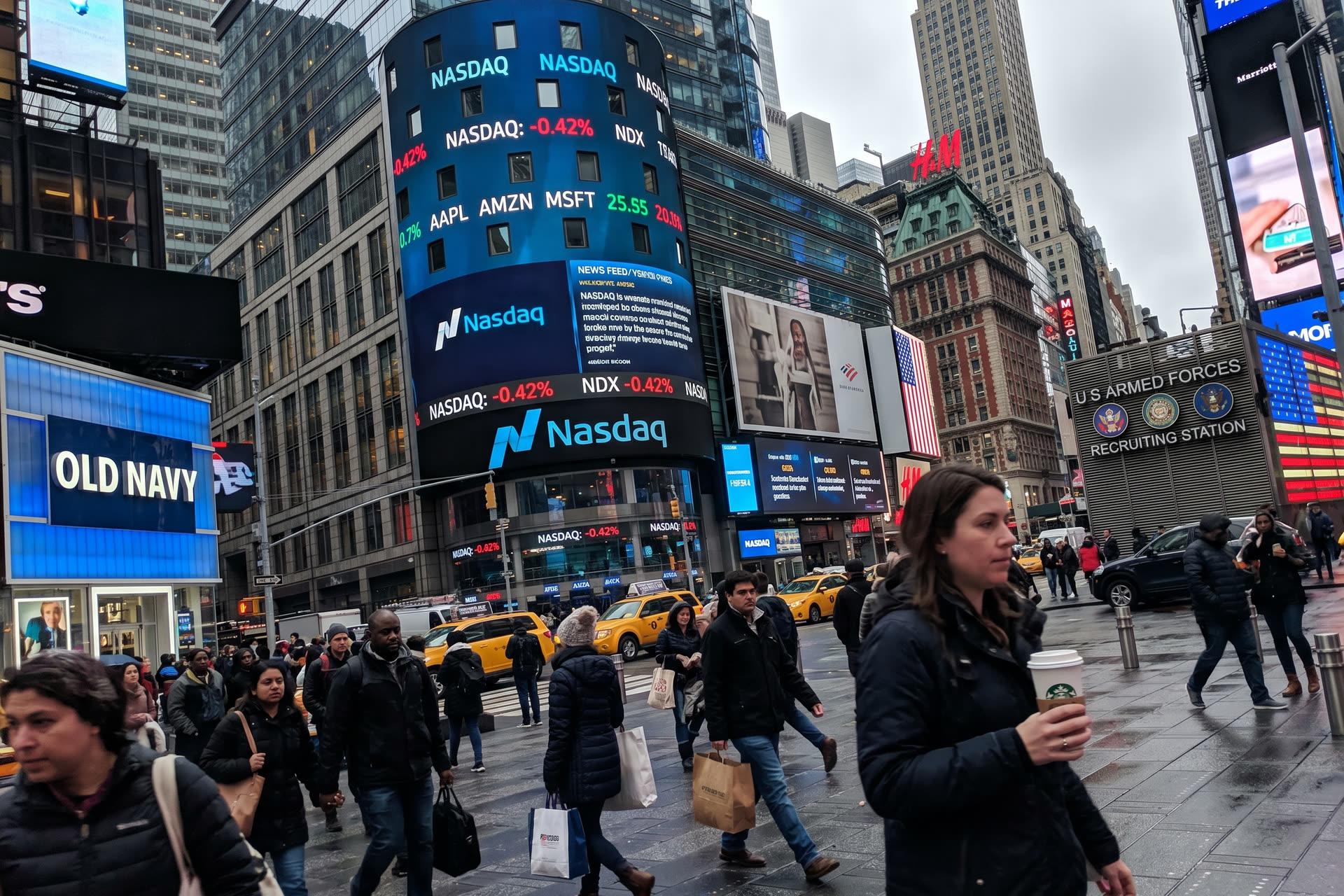Ecran Nasdaq MarketSite a Times Square New York