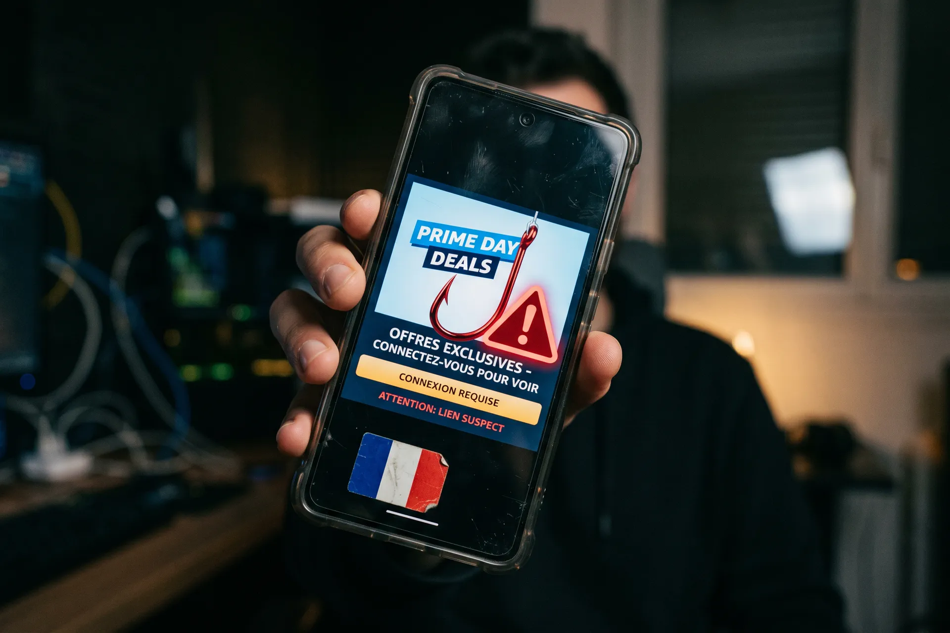 Arnaque Prime Day Amazon 2026 : alerte phishing sur smartphone