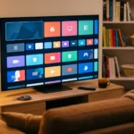 Streaming gratuit légal 2026 : 12 alternatives concrètes sans piège Smart TV dans salon moderne affichant menu streaming gratuit avec chaines FAST