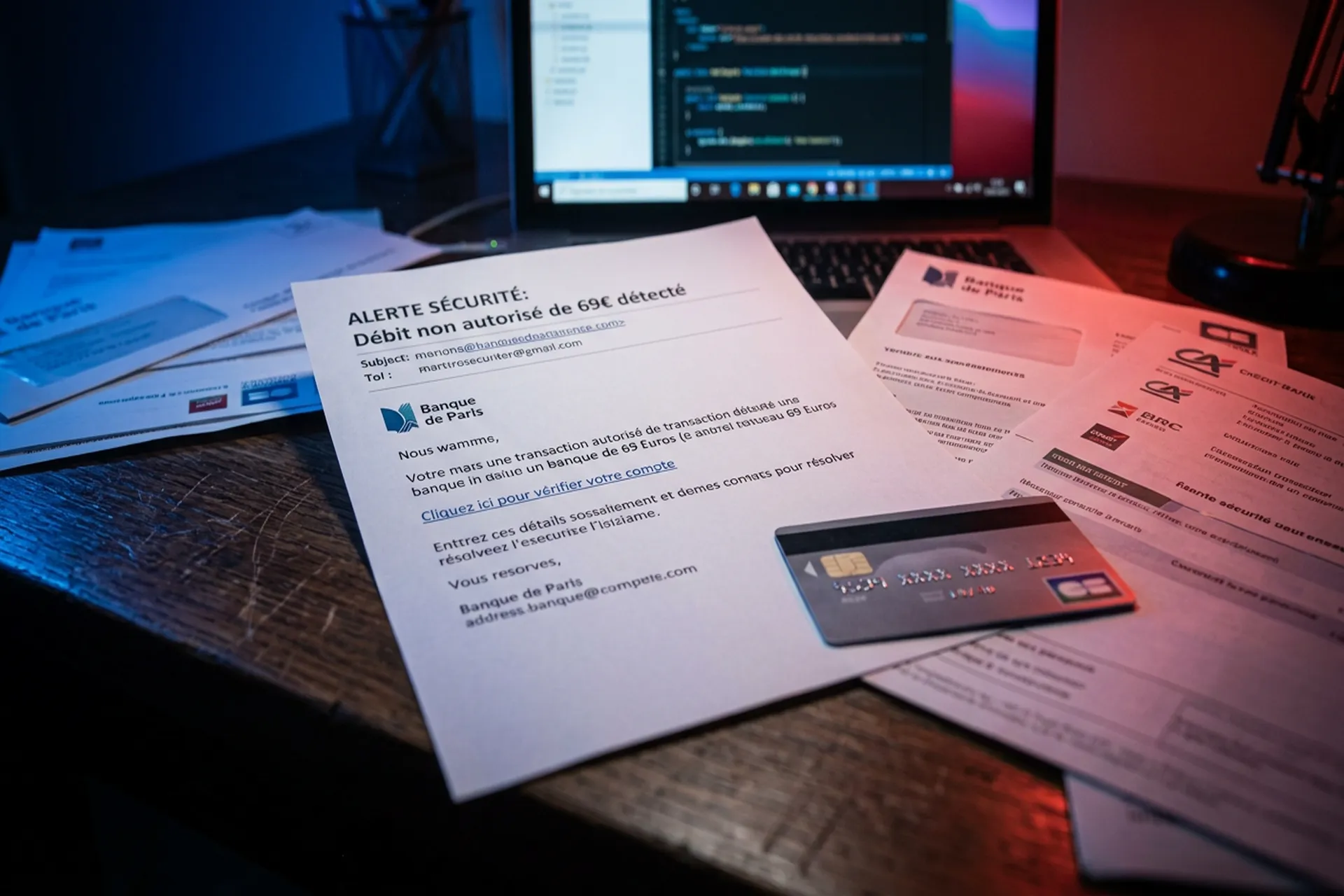 Documents financiers avec email phishing 69 euros - campagne juin 2026