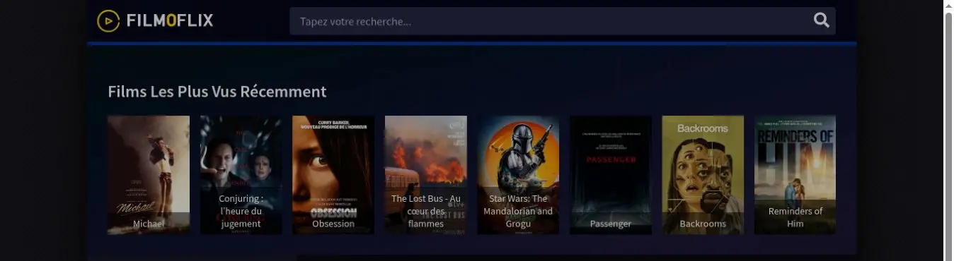 Capture de l’interface Filmoflix observée le 22 juillet 2026