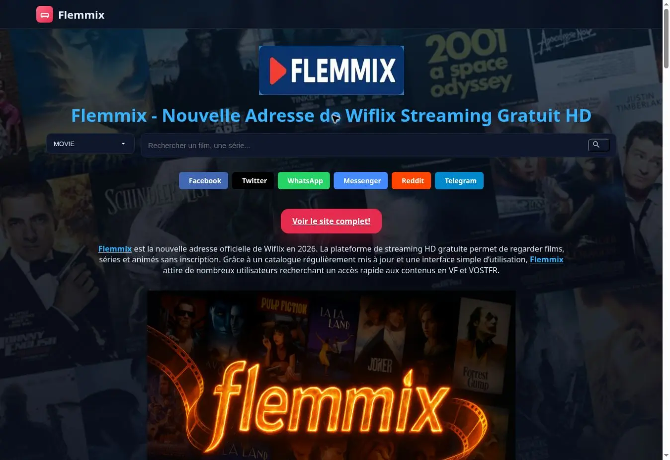 Capture d’une variante Flemmix se présentant comme nouvelle adresse de Wiflix