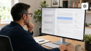 Professionnel modifiant un document et du code dans ChatGPT Canvas