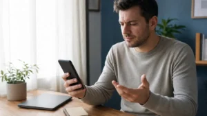 Personne relançant un navigateur fermé sur un smartphone Android sans marque visible