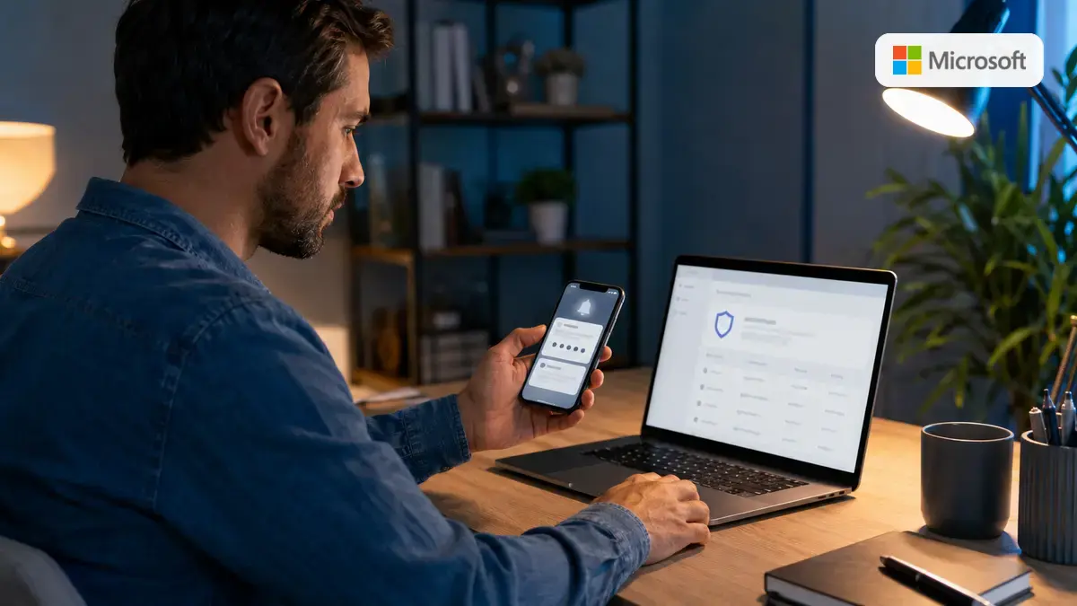 Utilisateur vérifiant un code à usage unique Microsoft reçu sur son téléphone