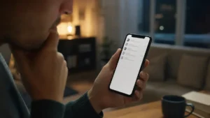 Personne vérifiant une conversation Instagram disparue sur son téléphone