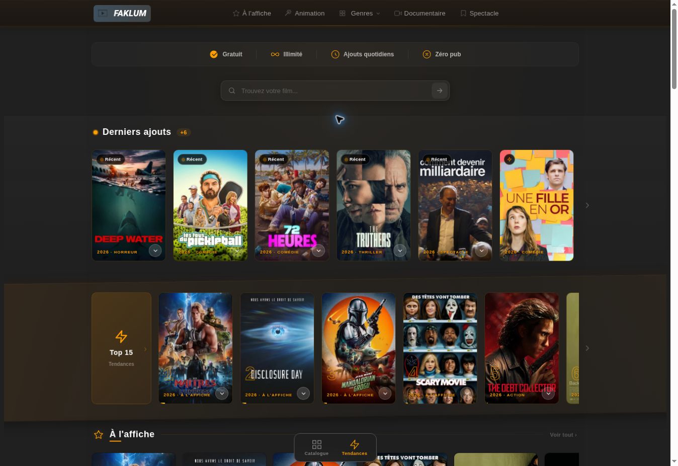 Capture du catalogue Faklum le 25 juillet 2026 — statut recontrôlé le 1er août 2026