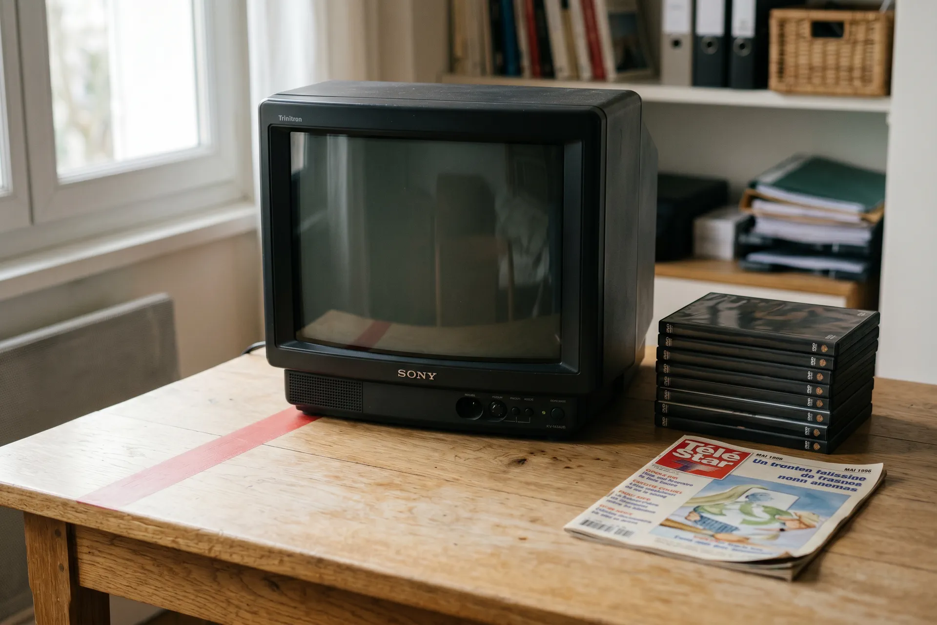 Téléviseur ancien et DVD symbolisant les alternatives légales au streaming non autorisé