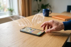 Mon téléphone ouvre des applications tout seul : 8 solutions Smartphone avec mains fantômes symbolisant le ghost touch sur Android