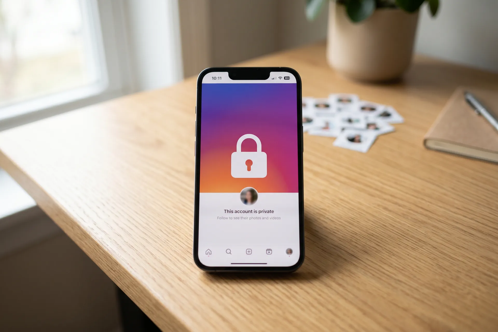 Cadenas Instagram sur smartphone symbolisant un compte privé