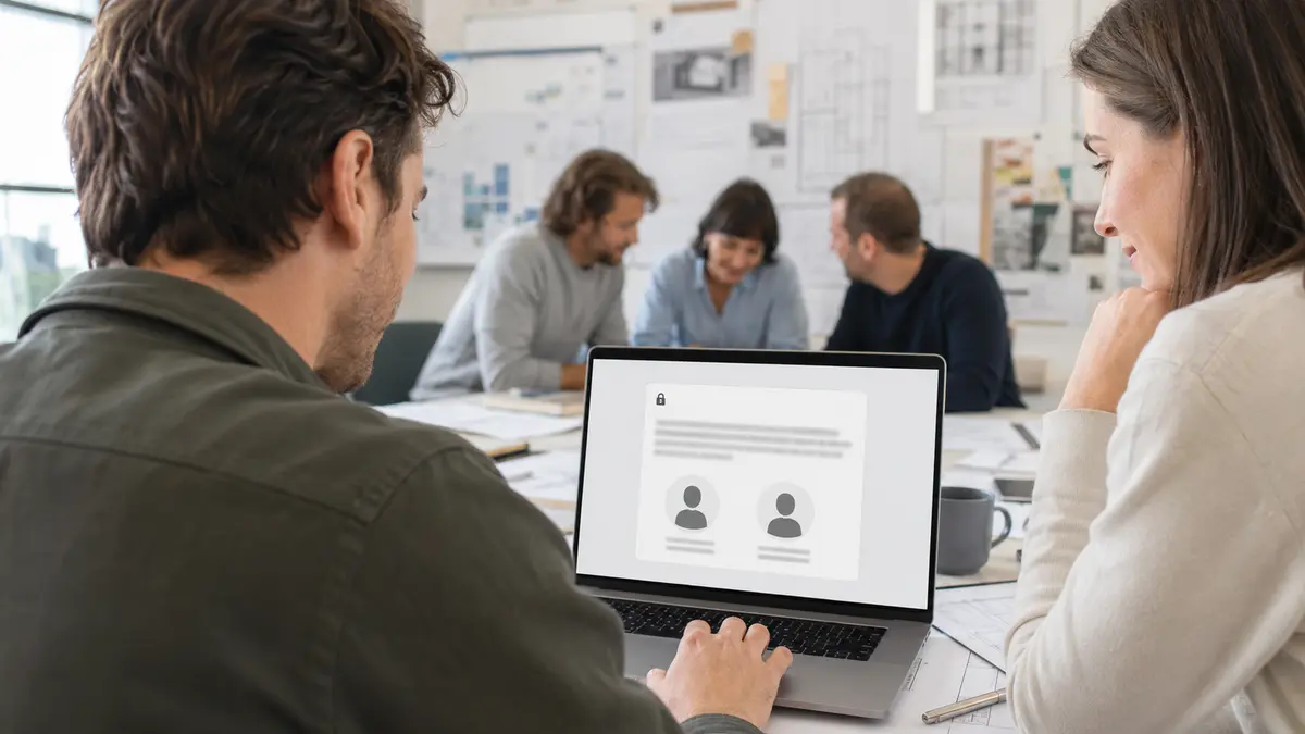 Équipe de projet vérifiant le bon compte Google avant de demander l’accès à un fichier partagé.