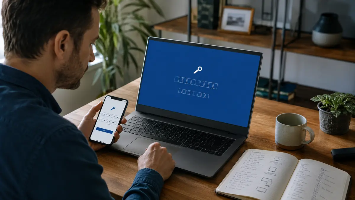 Utilisateur recherchant la clé BitLocker de son ordinateur depuis un second appareil.