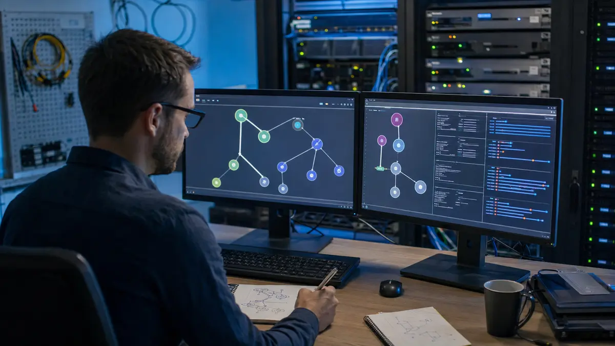 Administrateur analysant le nom, les dates et la chaîne d’un certificat TLS dans une salle serveur.