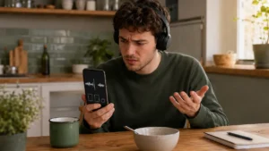 Spotify se met en pause tout seul : pourquoi et que faire ? Utilisateur cherchant pourquoi la lecture Spotify se met en pause toute seule