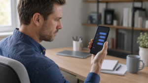 Personne vérifiant des SMS envoyés sans son accord sur son téléphone