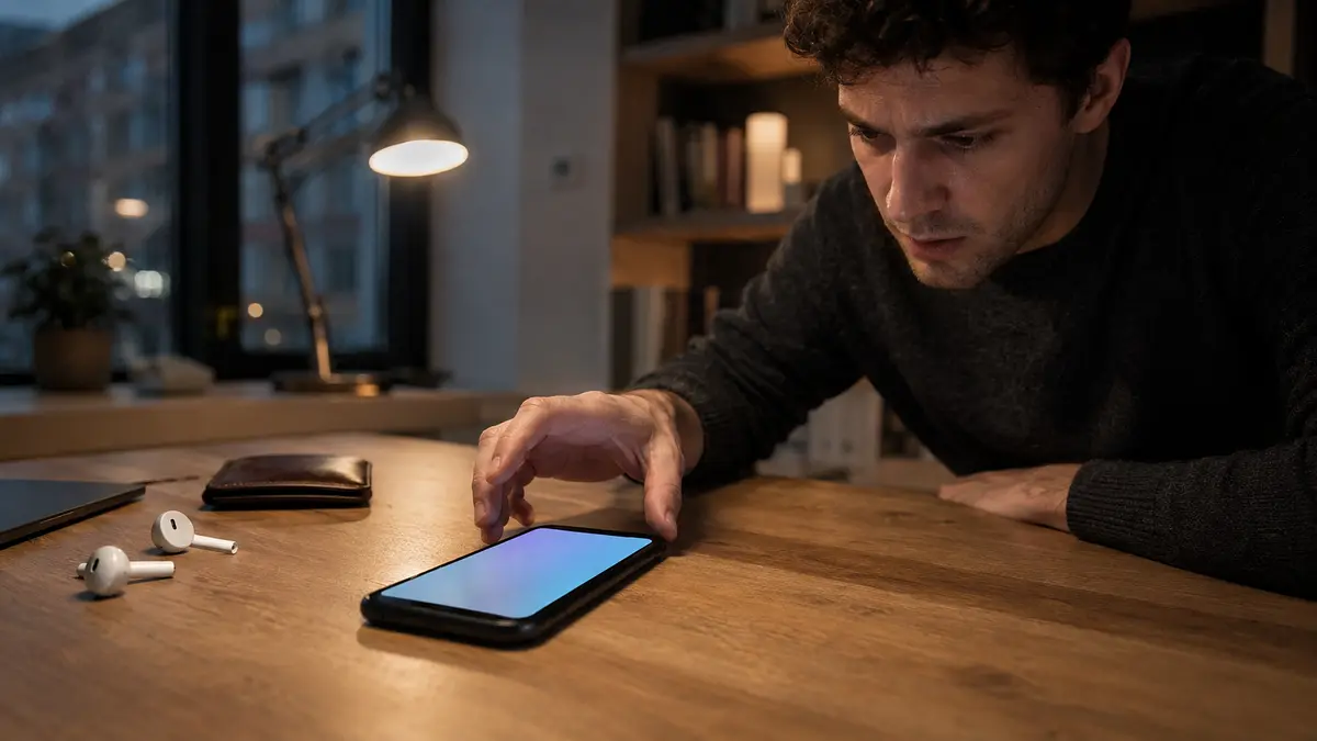Utilisateur surpris par un téléphone qui vibre sans afficher de notification