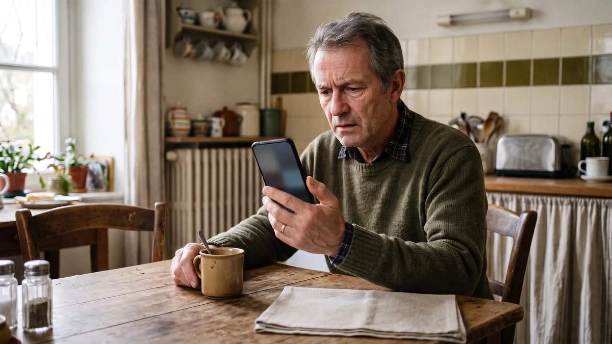 Utilisateur regardant son téléphone après la fermeture inattendue d’une application de messagerie