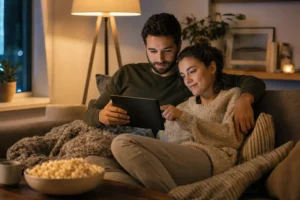 Couple regardant une vidéo en streaming sur une tablette – Bodlav