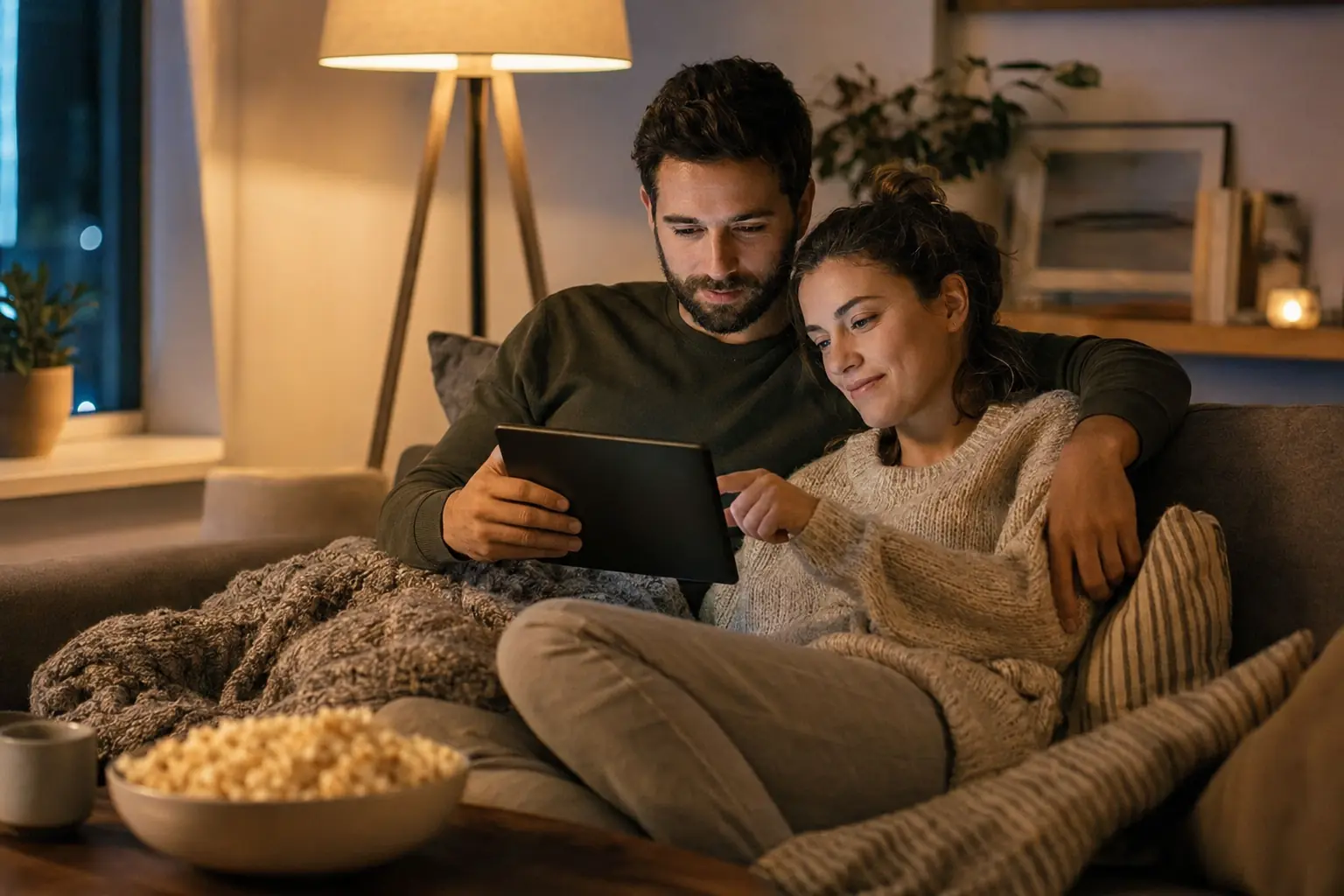 Couple regardant une vidéo en streaming sur une tablette – Bodlav