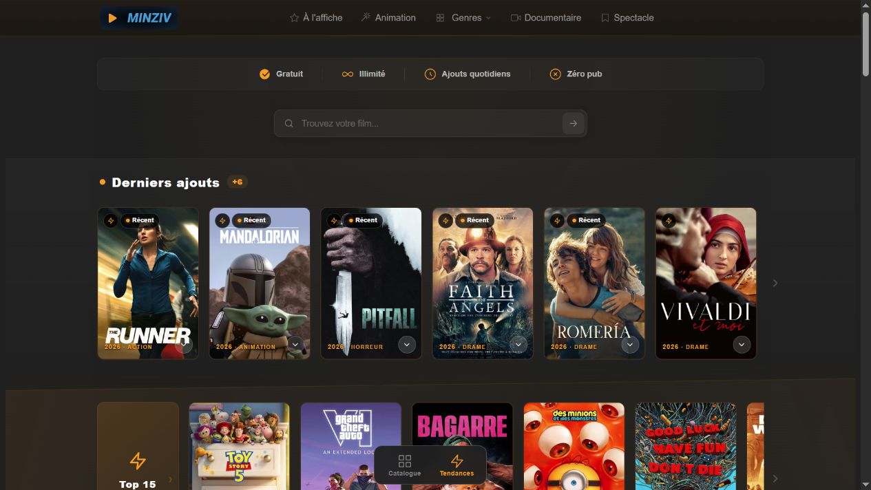 Catalogue Minziv visible sur minziv.com le 2 septembre 2026