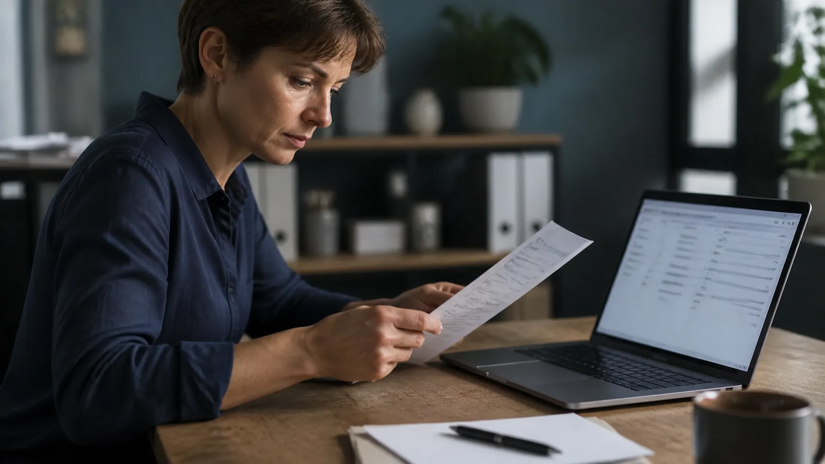 Professionnelle recherchant une entreprise depuis un ordinateur