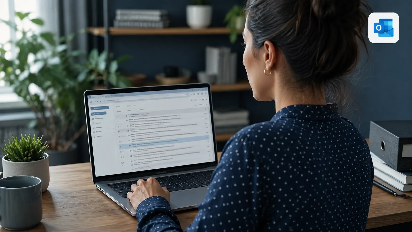 Femme consultant ses messages envoyés sur un ordinateur portable