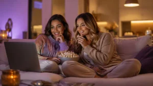 Vobma : quelle est la nouvelle adresse en septembre 2026 ? Jeune femme adulte regardant du streaming sur un ordinateur portable